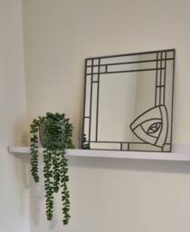 New Range - Modern Rennie Mackintosh Style Stained Glass Effect Mirror Darkened Lead 30x30cm Handmade Gift Catfish Glass Art Deco Mirror - thumbnail 1