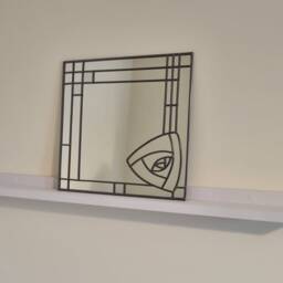New Range - Modern Rennie Mackintosh Style Stained Glass Effect Mirror Darkened Lead 30x30cm Handmade Gift Catfish Glass Art Deco Mirror - thumbnail 2