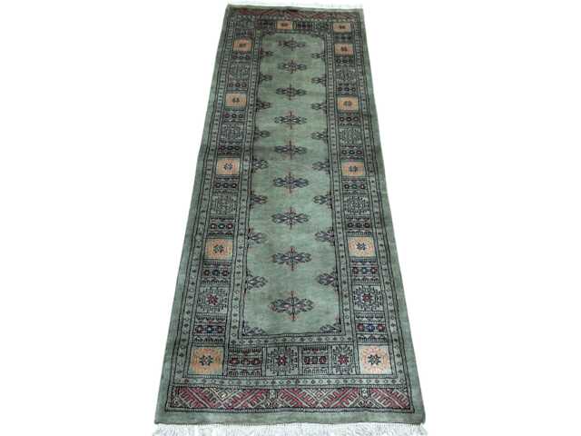 2.6x7 Pistachio Green 3 Ply Handmade Bokhara Runner Rug - Hallway Stairs Carpet, Extra Thick Pile - image 1