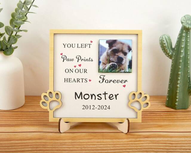 Personalized Custom Pet Loss Sign, Dog Paw Frame, Memorial Photo Family Pet Frames, 3D Laser Cut Picture Frame, Pet Gifts - image 1