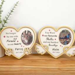 Personalized Custom Pet Loss Sign, Dog Paw Frame, Memorial Photo Family Pet Frames, 3D Laser Cut Picture Frame, Pet Gifts - thumbnail 3