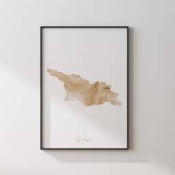 Georgia Country Map Beige & Gold Wall Art Print - thumbnail 3