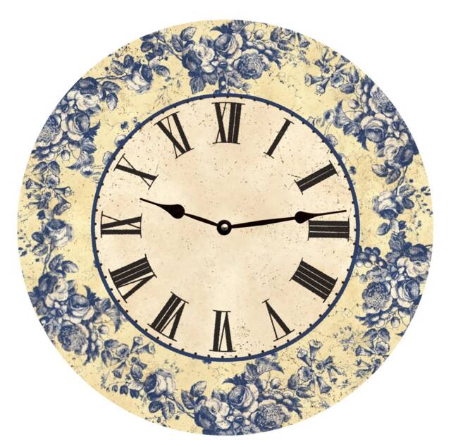 Floral Blue Toile Clock - image 1