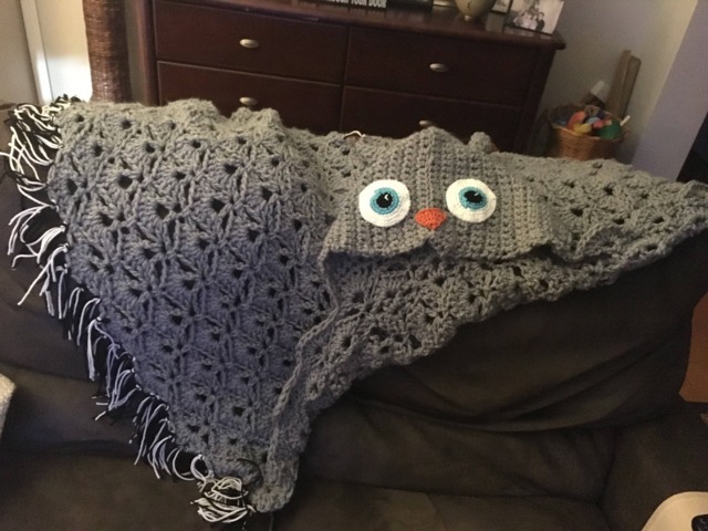 Owl Hooded Blanket, Animal Hooded Blanket/ Banket With A Hood/ Crochet Blanket/ Poncho Blanket/Wearable Shawl - image 1
