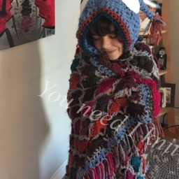 Owl Hooded Blanket, Animal Hooded Blanket/ Banket With A Hood/ Crochet Blanket/ Poncho Blanket/Wearable Shawl - thumbnail 3