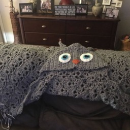 Owl Hooded Blanket, Animal Hooded Blanket/ Banket With A Hood/ Crochet Blanket/ Poncho Blanket/Wearable Shawl - thumbnail 4