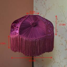 Handmade Velvet Lampshade Scalloped Retro Fringe Shade Wine - thumbnail 2
