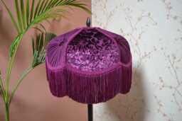 Handmade Velvet Lampshade Scalloped Retro Fringe Shade Wine
