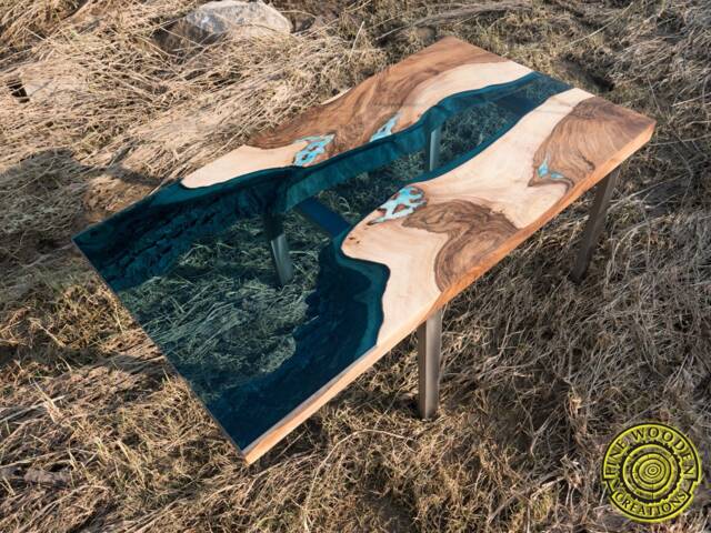 Delta - Live Edge Wide Glass River Coffee Table - image 1