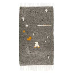 Random Shapes Gray - Handwoven Woolen Rug Wall Textile Weaving Recycled Wool Modern Kilim Tapestry Tartaruga - thumbnail 3
