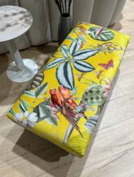 Premium Zen Footstool Yellow First Bird Floral Pouffe Footrest - thumbnail 2