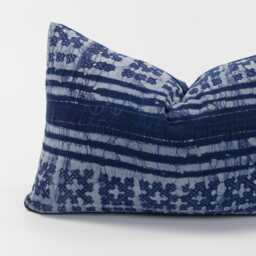 Vintage Hill Tribe Indigo Batik Cushion Pillow Cover Tribal Ethnic Faded Rustic Purple/Ref-P9 - thumbnail 2