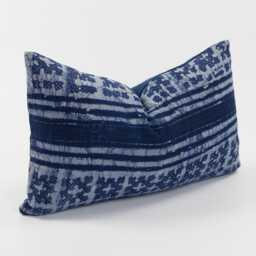 Vintage Hill Tribe Indigo Batik Cushion Pillow Cover Tribal Ethnic Faded Rustic Purple/Ref-P9 - thumbnail 3