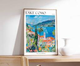 Lake Como Italy Travel Poster Italian Wall Art Print - thumbnail 1