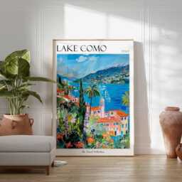 Lake Como Italy Travel Poster Italian Wall Art Print - thumbnail 3