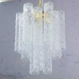 Murano Suspension Lamp ??40 cm - Clear Glass Hand-Blown Italy Customizable Light - thumbnail 2