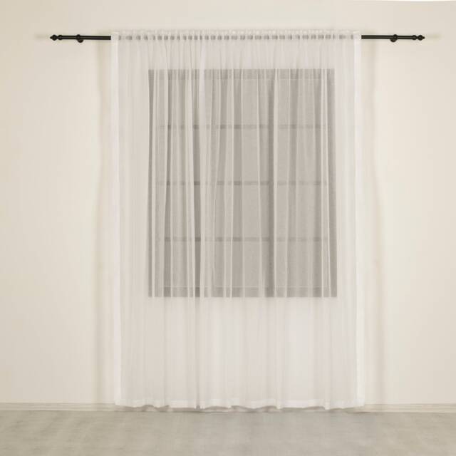 Luxury Linen Look Sheer Curtain Off White Tulle Panel, Custom Size - image 1