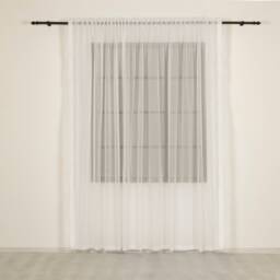 Luxury Linen Look Sheer Curtain Off White Tulle Panel, Custom Size - thumbnail 1