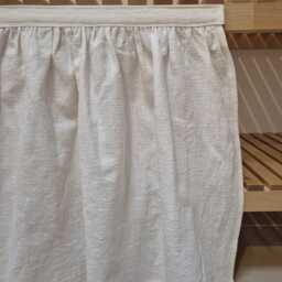 Linen Hook & Loop Sink Skirt, Natural White For Bathroom, Utility Vanity Shelf Self Adhesive Covering - thumbnail 4