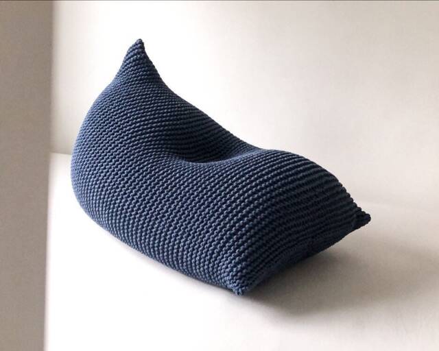 Chunky Knit Bean Bag Chair Cotton Cord Lounger, Home Office Decor - image 1