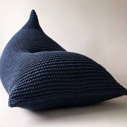 Chunky Knit Bean Bag Chair Cotton Cord Lounger, Home Office Decor - thumbnail 2