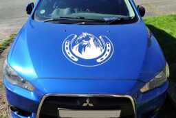 Large 23x23 Inch Lucky Horse Shoe Head Vinyl Car Bonnet Side Sticker Decal Wall Art Animal Graphic Camper Van Horsebox Box Trailer Racing - thumbnail 1