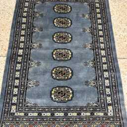 2.6x4 Gray Color Bokhara Rug - 0.80x1.20 Bedroom Luxury Area Turkish Fine Quality Afghan - thumbnail 3
