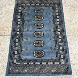 2.6x4 Gray Color Bokhara Rug - 0.80x1.20 Bedroom Luxury Area Turkish Fine Quality Afghan - thumbnail 2