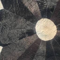 Crafted Round Runner Rug - Cowhide Circular Bedside Rugs Moroccan Natural Rugs - thumbnail 2