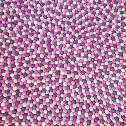 Handmade Felt Ball Rug Shades Of Pink & White - 20-250 cm - thumbnail 4