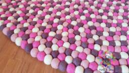 Handmade Felt Ball Rug Shades Of Pink & White - 20-250 cm - thumbnail 1