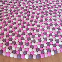Handmade Felt Ball Rug Shades Of Pink & White - 20-250 cm - thumbnail 3