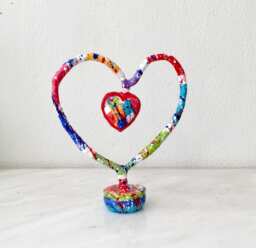 Handmade Heart Sculpture, Pop Art, Signed & Numbered, Mixed Media - thumbnail 1
