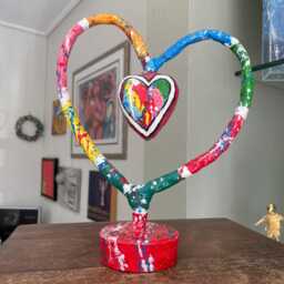 Handmade Heart Sculpture, Pop Art, Signed & Numbered, Mixed Media - thumbnail 4