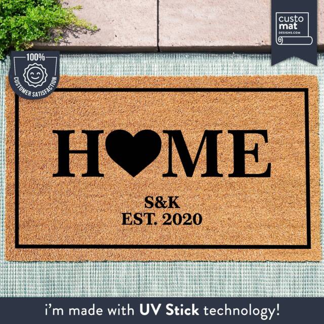 Personalized Home, With Initials & Est Date Doormat - Custom Coir Welcome Mat Home Decor - image 1