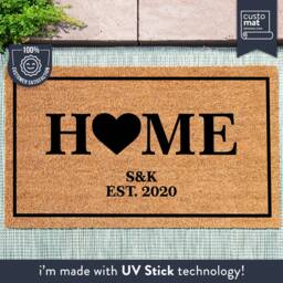 Personalized Home, With Initials & Est Date Doormat - Custom Coir Welcome Mat Home Decor - thumbnail 1