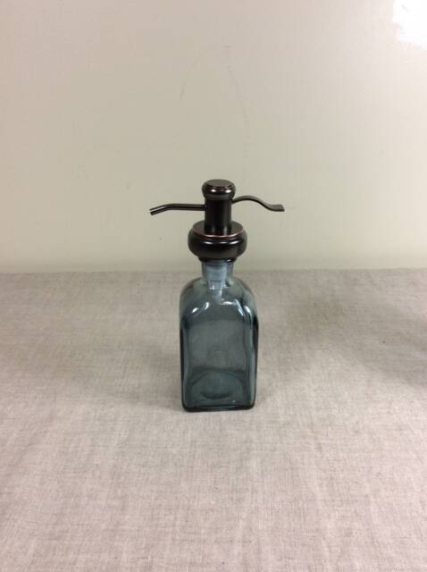 8 Ounce Soap Dispenser Bathroom Kitchen Pump Grey Glass Metal - image 1