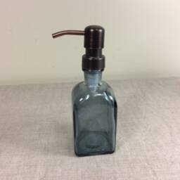 8 Ounce Soap Dispenser Bathroom Kitchen Pump Grey Glass Metal - thumbnail 3