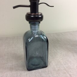 8 Ounce Soap Dispenser Bathroom Kitchen Pump Grey Glass Metal - thumbnail 2
