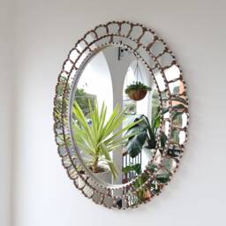 Peruvian Oval Decorative Mirror 70 cm Handmade Wall Decor - Carved Wood Elegant Statement For Living Room Bedroom Bathroom - thumbnail 2