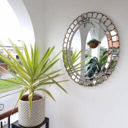 Peruvian Oval Decorative Mirror 70 cm Handmade Wall Decor - Carved Wood Elegant Statement For Living Room Bedroom Bathroom - thumbnail 3