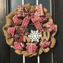 Let It Snow Wreath Christmas Wreath Holiday Wreath with Word Sign, Winter - thumbnail 1