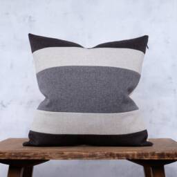 Mid Century Modern Color Block Pillow Cover Charcoal Gray & Beige - thumbnail 3