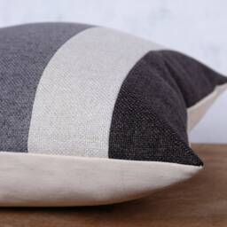Mid Century Modern Color Block Pillow Cover Charcoal Gray & Beige - thumbnail 2