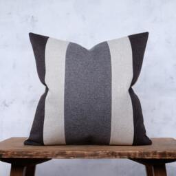 Mid Century Modern Color Block Pillow Cover Charcoal Gray & Beige - thumbnail 1