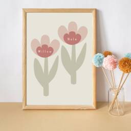 Personalised Sisters Prints. Flower Name Print For Girls Bedroom, Nursery Or Playroom - Print Only - thumbnail 3