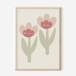 Personalised Sisters Prints. Flower Name Print For Girls Bedroom, Nursery Or Playroom - Print Only - thumbnail 2