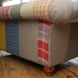 Unique British Handmade 2 Seater Patchwork Chesterfield Sofa - Multicolour Wool Blend Fabric - thumbnail 4