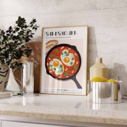 Shakshouka Poster, Food Print, Tunusian Food, Kitchen Decor, Wall Art, Middle Eastern Print - thumbnail 2