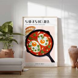 Shakshouka Poster, Food Print, Tunusian Food, Kitchen Decor, Wall Art, Middle Eastern Print - thumbnail 3